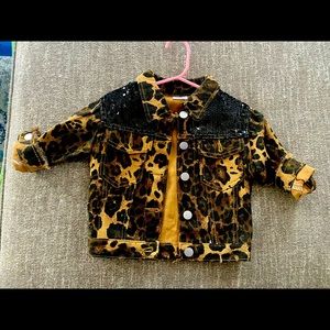 Toddler leopard print jacket with sequins size XXS- fits like a 18-24M or 2T